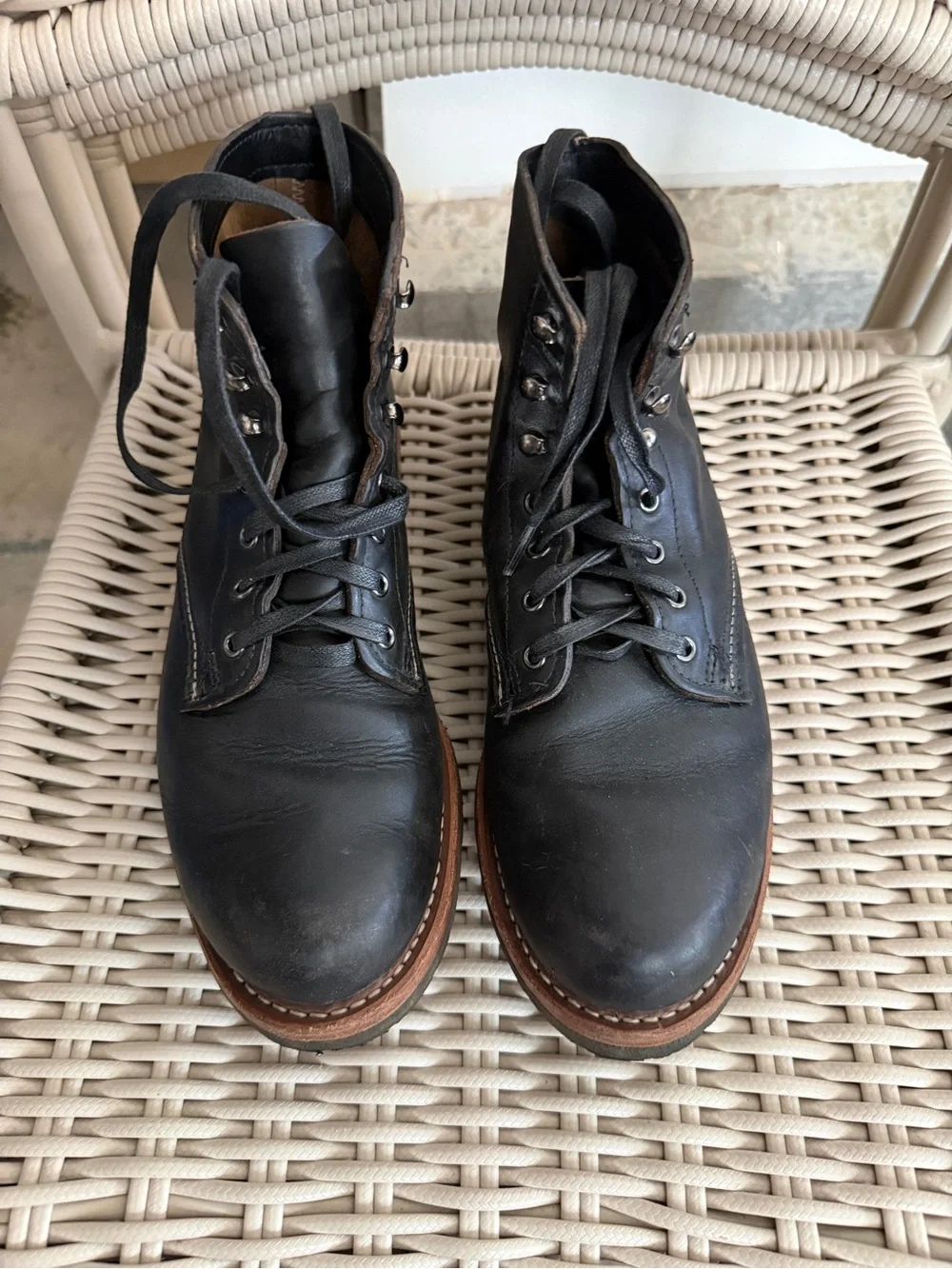 Wolverine 1000 Mile Black Leather Boots 9.5D